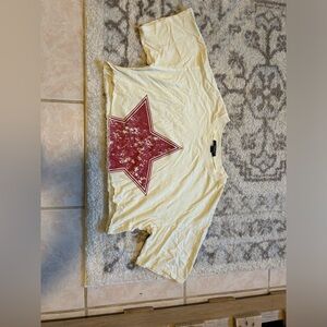 Cream crop top.